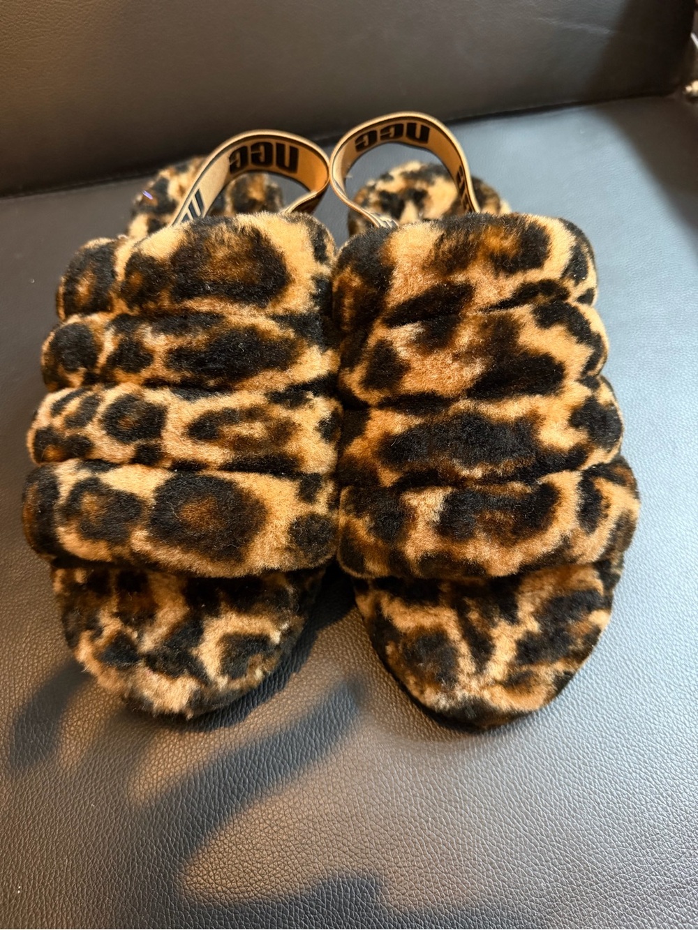 Ugg Leopard Fluff Yeah Slide Sandals - Brown Leopard